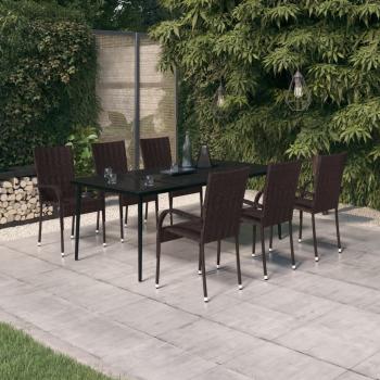 ARDEBO.de - 7-tlg. Garten-Essgruppe Braun und Schwarz