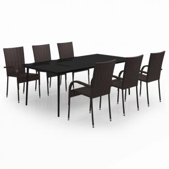 7-tlg. Garten-Essgruppe Braun und Schwarz
