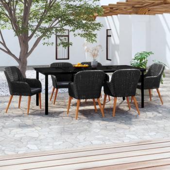 ARDEBO.de - 7-tlg. Garten-Essgruppe mit Kissen Schwarz