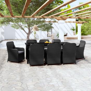 ARDEBO.de - 9-tlg. Garten-Essgruppe mit Kissen Schwarz