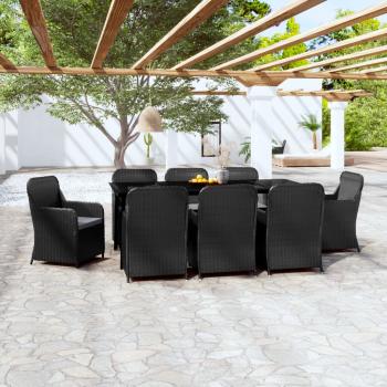 ARDEBO.de - 9-tlg. Garten-Essgruppe mit Kissen Schwarz