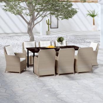 ARDEBO.de - 9-tlg. Garten-Essgruppe Braun