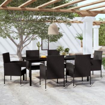 ARDEBO.de - 7-tlg. Garten-Essgruppe Schwarz