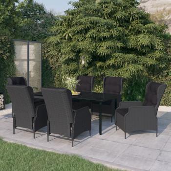 ARDEBO.de - 7-tlg. Garten-Essgruppe Dunkelgrau