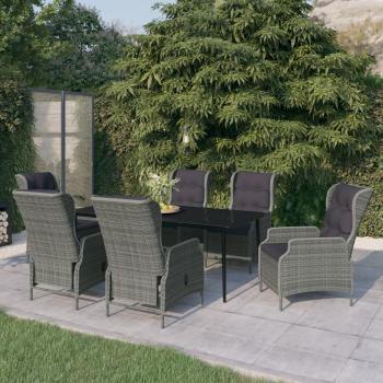 ARDEBO.de - 7-tlg. Garten-Essgruppe Hellgrau