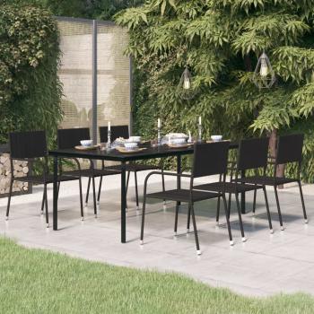 ARDEBO.de - Garten-Esstisch Schwarz 200x100x74 cm Stahl und Glas