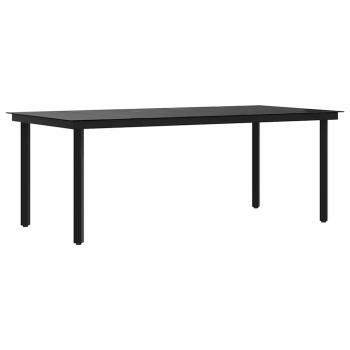 Garten-Esstisch Schwarz 200x100x74 cm Stahl und Glas