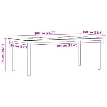 Garten-Esstisch Schwarz 200x100x74 cm Stahl und Glas