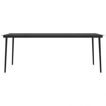 Garten-Esstisch Schwarz 200x100x74 cm Stahl und Glas