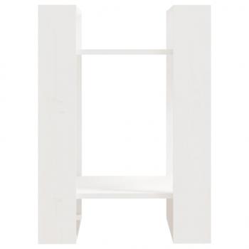 Bücherregal/Raumteiler Weiß 41x35x57 cm Massivholz Kiefer