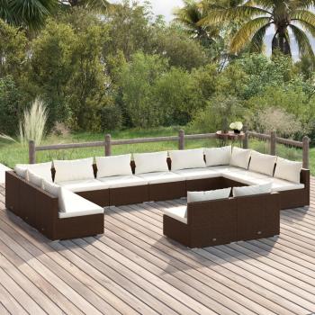 ARDEBO.de - 12-tlg. Garten-Lounge-Set mit Kissen Braun Poly Rattan