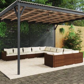 ARDEBO.de - 11-tlg. Garten-Lounge-Set mit Kissen Poly Rattan Braun