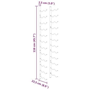 Wand-Weinregal für 24 Flaschen 2 Stk. Weiß Eisen