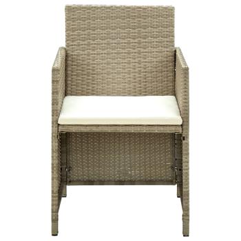 4-tlg. Garten-Lounge-Set mit Auflagen Beige Poly Rattan