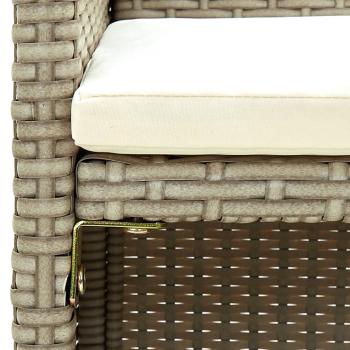 4-tlg. Garten-Lounge-Set mit Auflagen Beige Poly Rattan