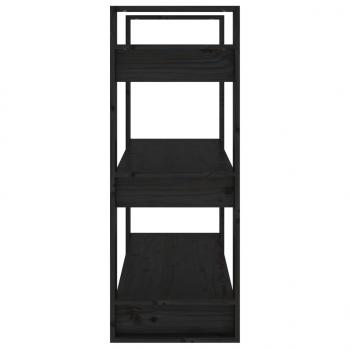 Bücherregal/Raumteiler Schwarz 80x35x91 cm Massivholz Kiefer