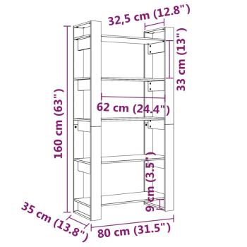 Bücherregal/Raumteiler 80x35x160 cm Massivholz