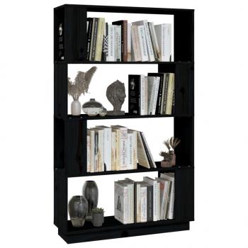Bücherregal/Raumteiler Schwarz 80x25x132 cm Massivholz Kiefer