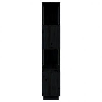 Bücherregal/Raumteiler Schwarz 80x25x132 cm Massivholz Kiefer