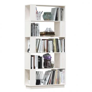 Bücherregal/Raumteiler Weiß 80x25x163,5 cm Massivholz Kiefer