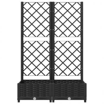Pflanzkübel mit Spalier Schwarz 80x40x121,5 cm PP