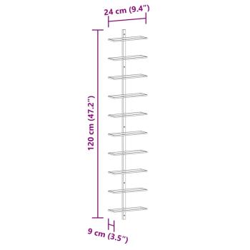 Wand-Weinregal für 10 Flaschen Weiß Metall