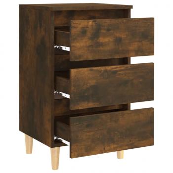 Nachttisch mit Massivholz-Beinen Räuchereiche 40x35x69 cm