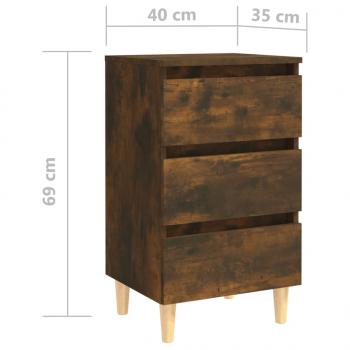 Nachttisch mit Massivholz-Beinen Räuchereiche 40x35x69 cm