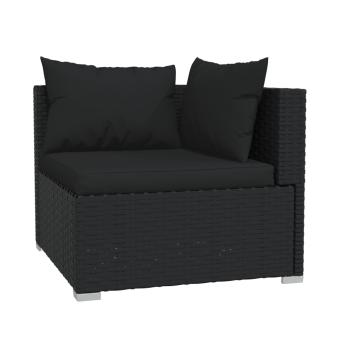9-tlg. Garten-Lounge-Set mit Kissen Poly Rattan Schwarz