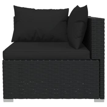 7-tlg. Garten-Lounge-Set mit Kissen Poly Rattan Schwarz