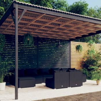 ARDEBO.de - 9-tlg. Garten-Lounge-Set mit Kissen Schwarz Poly Rattan