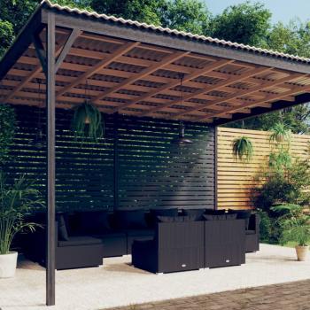 ARDEBO.de - 9-tlg. Garten-Lounge-Set mit Kissen Schwarz Poly Rattan