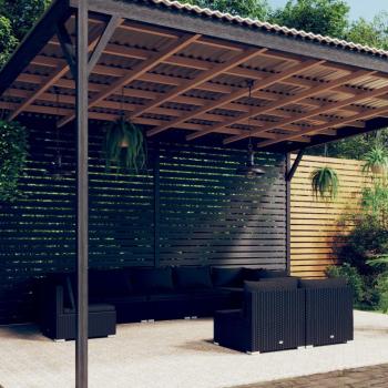 ARDEBO.de - 9-tlg. Garten-Lounge-Set mit Kissen Poly Rattan Schwarz