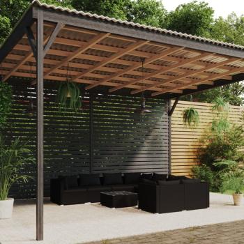 ARDEBO.de - 9-tlg. Garten-Lounge-Set mit Kissen Poly Rattan Schwarz