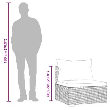 Garten-Mittelsofa mit Kissen Schwarz Poly Rattan