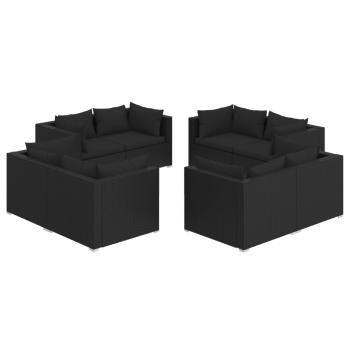8-tlg. Garten-Lounge-Set mit Kissen Poly Rattan Schwarz