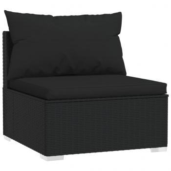 10-tlg. Garten-Lounge-Set mit Kissen Schwarz Poly Rattan