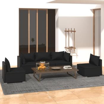 ARDEBO.de - 5-tlg. Garten-Lounge-Set mit Kissen Poly Rattan Schwarz