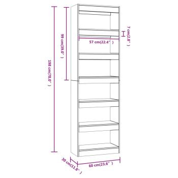 ARDEBO.de - Bücherregal/Raumteiler Sonoma-Eiche 60x30x198 cm