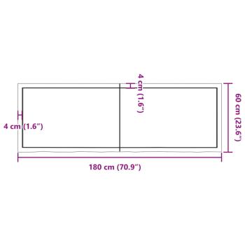 Wandregal Dunkelbraun 180x60x(2-4)cm Massivholz Eiche Behandelt