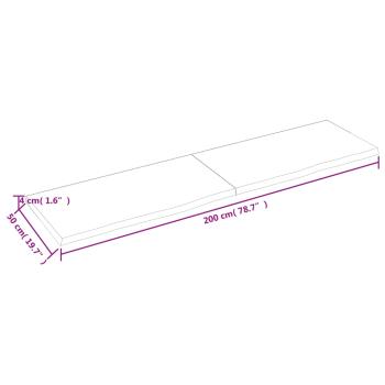 Wandregal Dunkelbraun 200x50x(2-4)cm Massivholz Eiche Behandelt