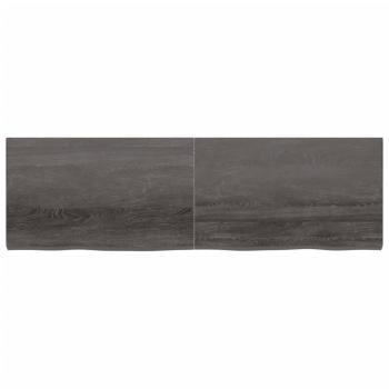 Wandregal Dunkelbraun 200x60x(2-6)cm Massivholz Eiche Behandelt