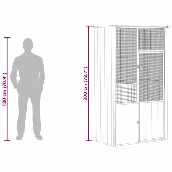Voliere Grau 115x78x200 cm Verzinkter Stahl