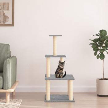 ARDEBO.de - Kratzbaum mit Sisal-Kratzsäulen Hellgrau 111 cm
