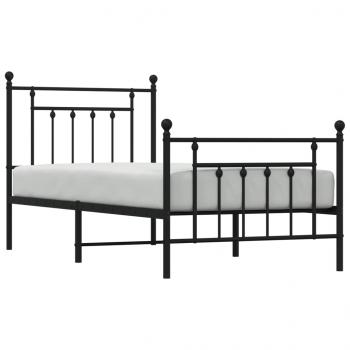 Bettgestell mit Kopf- und Fußteil Metall Schwarz 90x190 cm