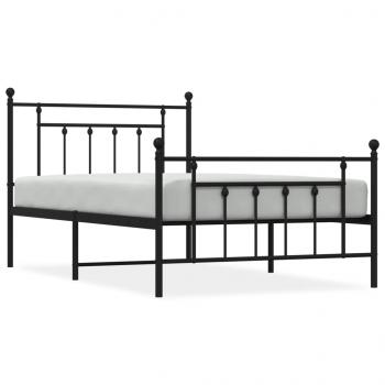 Bettgestell mit Kopf- und Fußteil Metall Schwarz 100x200 cm