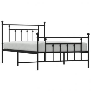 Bettgestell mit Kopf- und Fußteil Metall Schwarz 100x200 cm