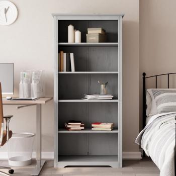 ARDEBO.de - Bücherregal BODO Grau 80x38x180 cm Massivholz Kiefer 5 Fächer