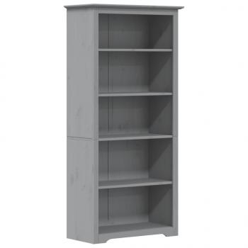 Bücherregal BODO Grau 80x38x180 cm Massivholz Kiefer 5 Fächer