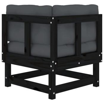 ARDEBO.de - Ecksofa mit Kissen Schwarz Massivholz Kiefer
